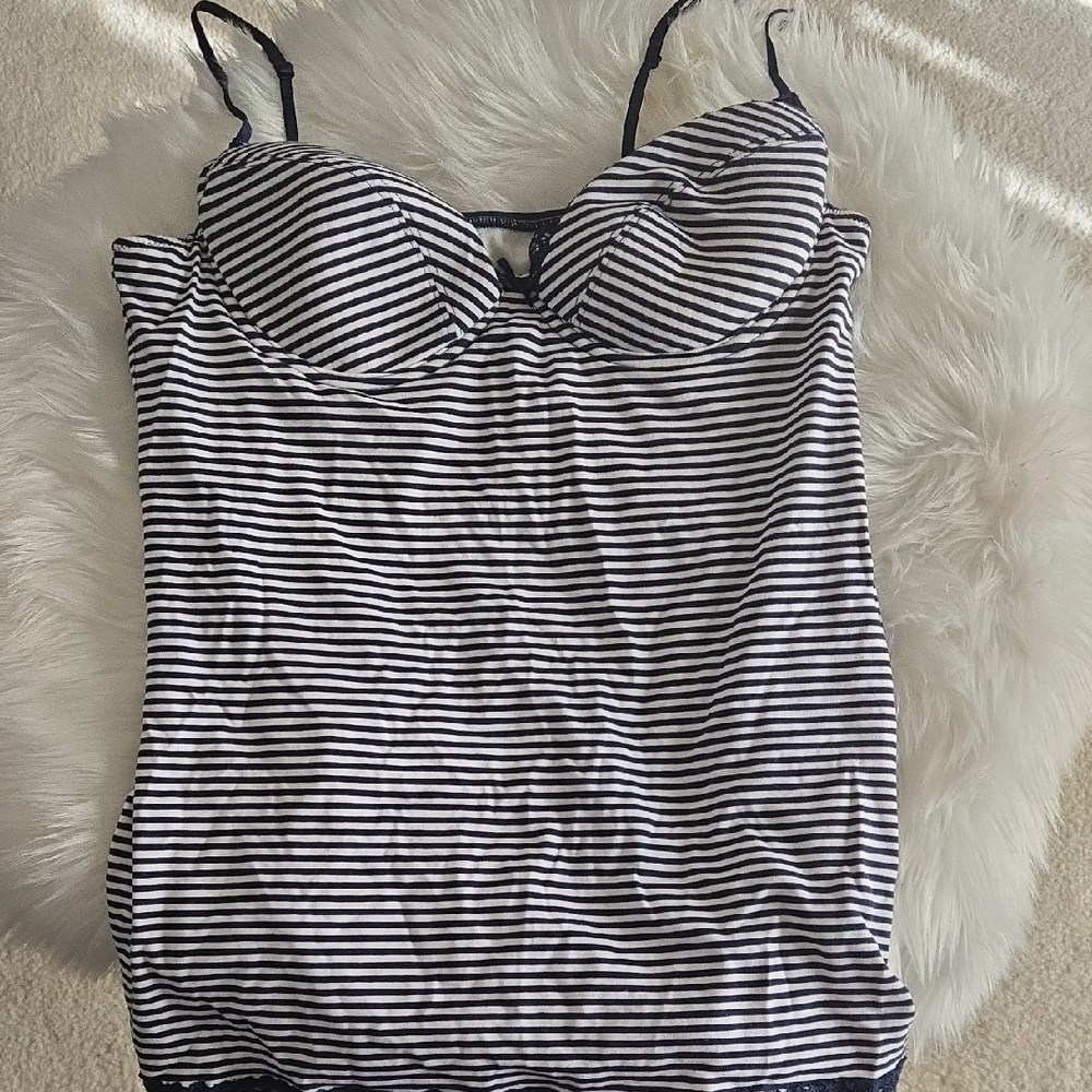 Aerie Navy and White Striped Tank Top
